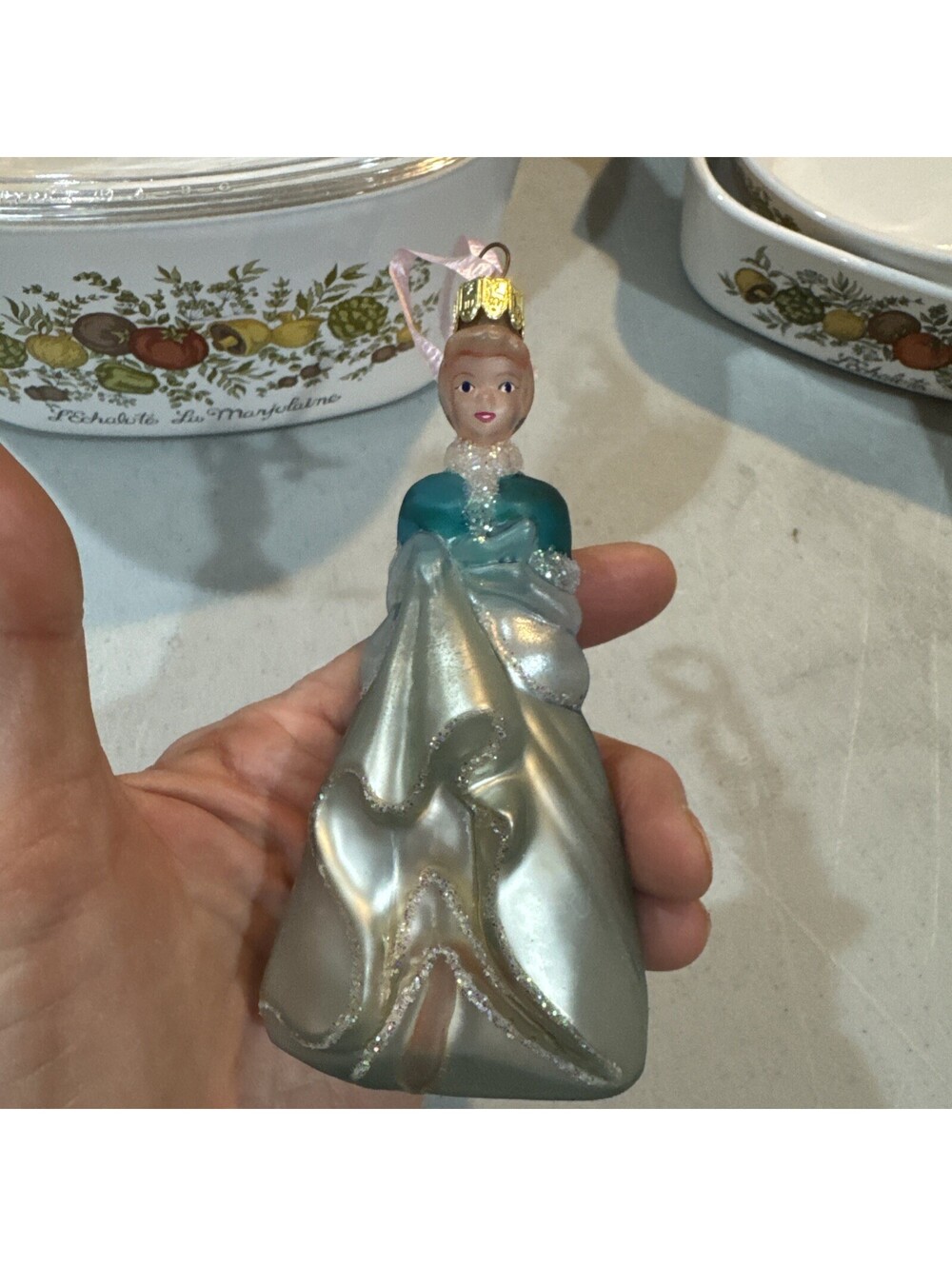 Vintage Disney Princess Cinderella Glass Christmas Ornament 2002 European Style